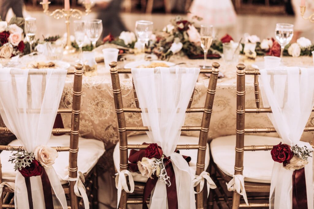 Wedding table reception decorated tablescape